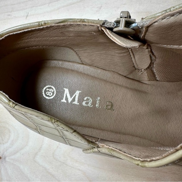 Mata VALENTINA-3 Womens Boots Beige Crocodile print bootie‎  Zip Heel Size 8 1/2 - Picture 5 of 7
